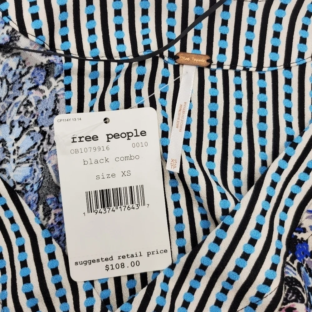 Free People Cropped Multicolored Boho Top
